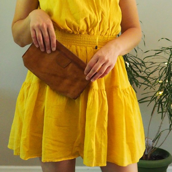 Vintage Leather Clutch Tan Small Purse Evening - Picture 7 of 16